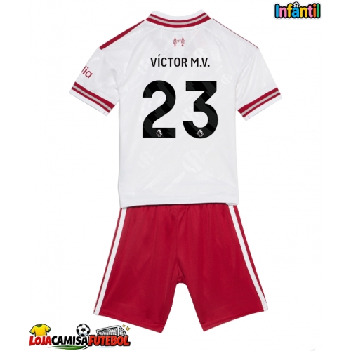 Camisa de Futebol Liverpool Victor Munoz #23 Equipamento Secundário Infantil 2026-27 Manga Curta (+ Calças curtas)